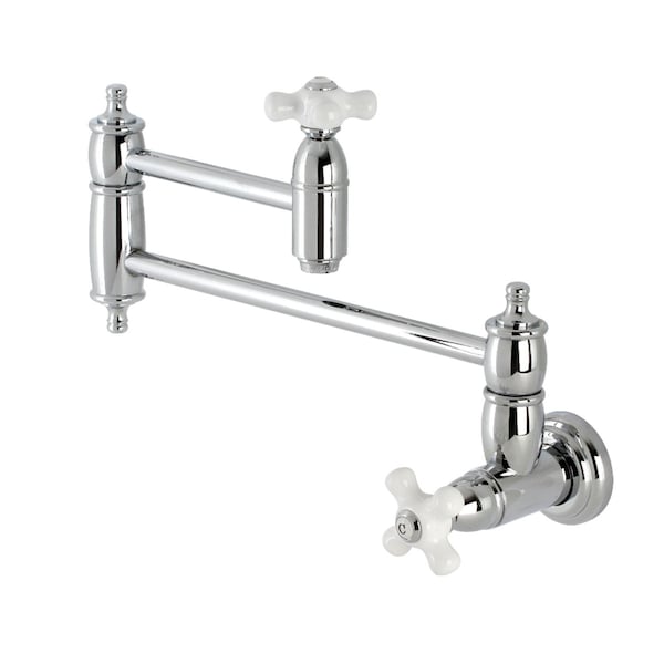 Kingston Brass KS3101PX Two-Handle Wall Mount Pot Filler, Polished Chrome KS3101PX - main